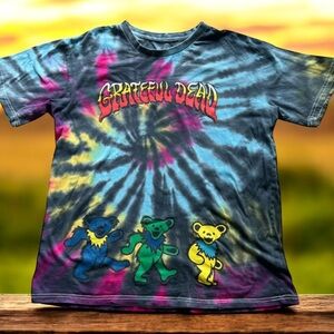 Grateful Dead Tie-Dye Dancing Bears‎ T-Shirt Large Unisex Psychedelic Band Tee